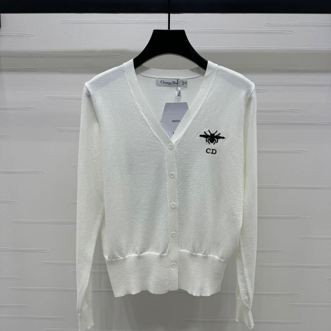 DIOR LONG-SLEEVE KNIT SWEATER WITH EMBROIDERED LOGO