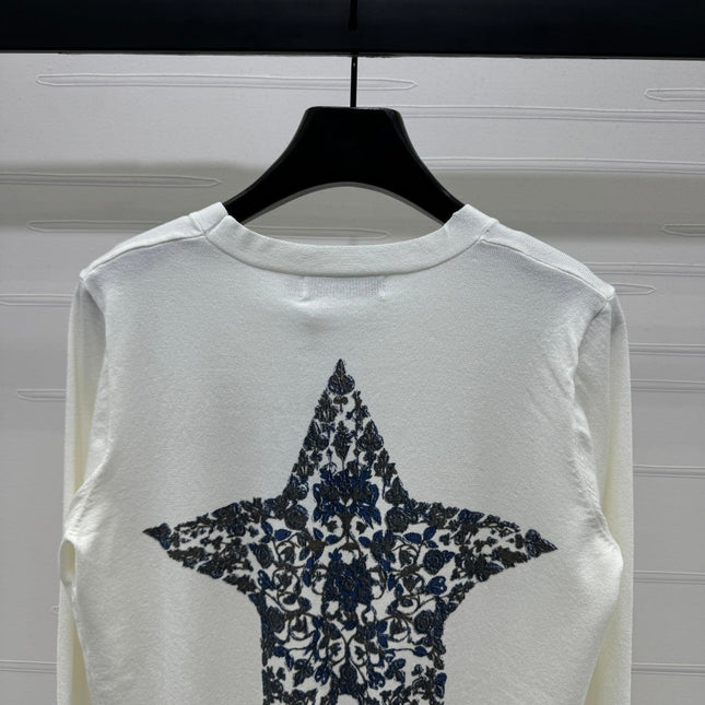 DIOR LONG-SLEEVE KNIT SWEATER WITH EMBROIDERED LOGO