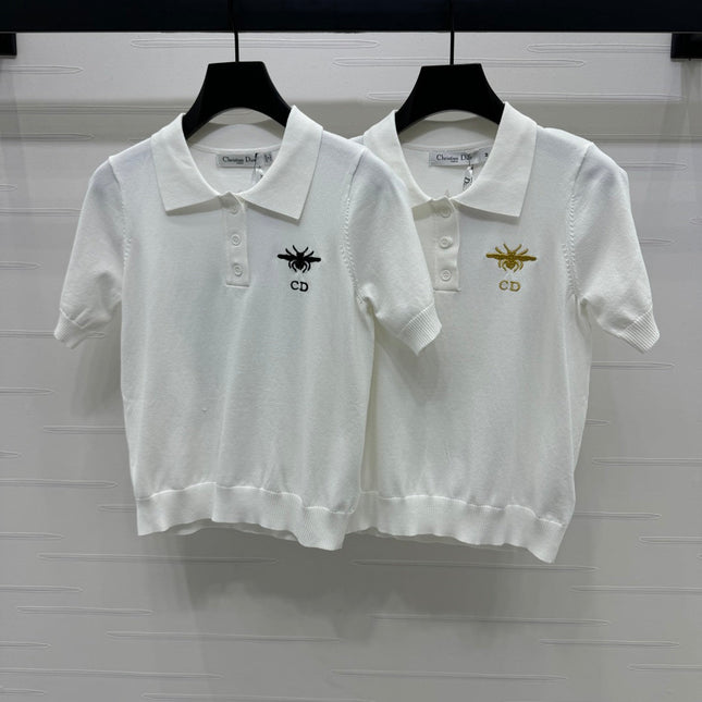 DIOR EMBROIDERED LOGO KNIT POLO SHIRT