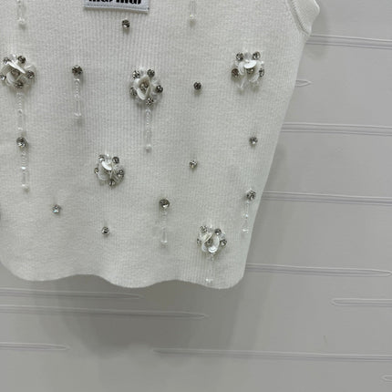 MIUMIU EMBELLISHED KNIT TOP 269491