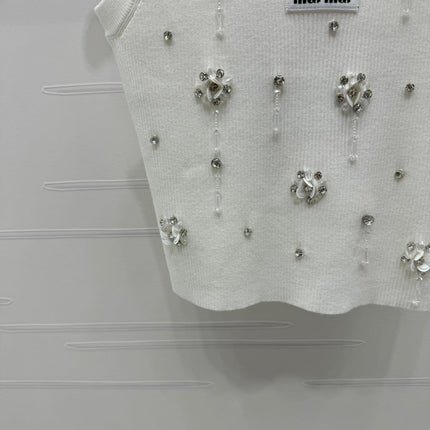 MIUMIU EMBELLISHED KNIT TOP 269491