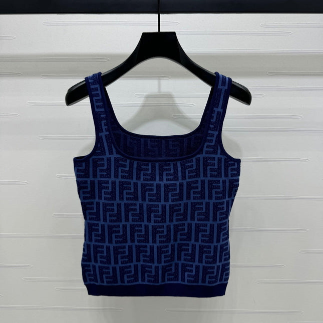 Fendi 25 Blue Knit Tank Top