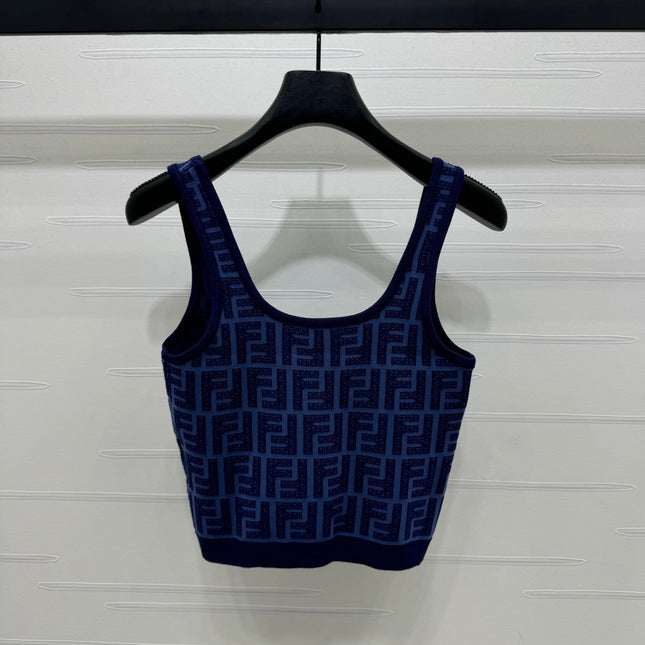Fendi 25 Blue Knit Crop Top
