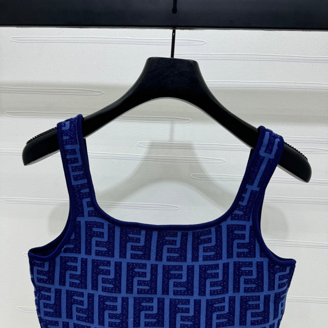 Fendi 25 Blue Knit Tank Top