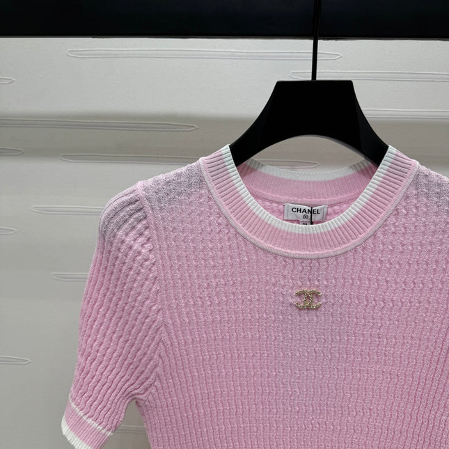 CHANEL 25S SHORT SLEEVE CREW NECK SWEATER 264254