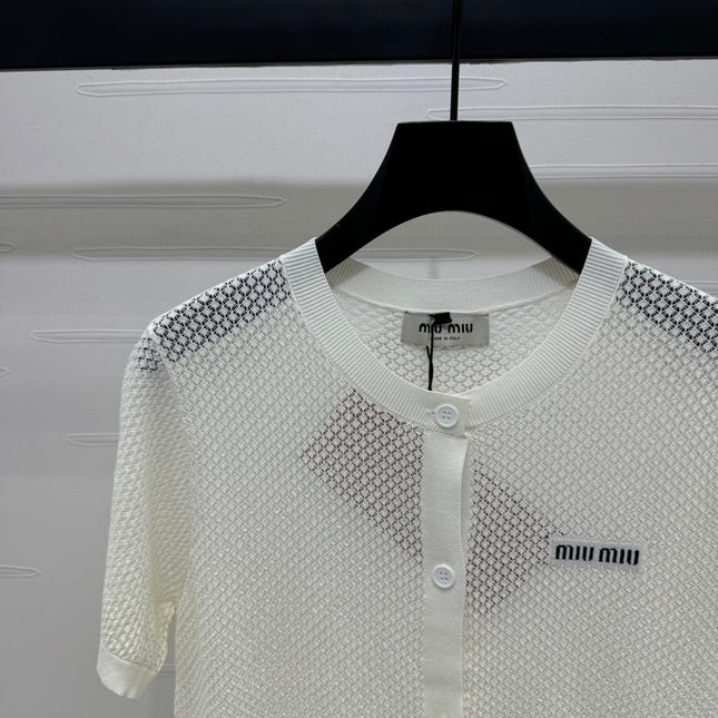 MIU 25S SHORT SLEEVE ROUND NECK CARDIGAN 264268