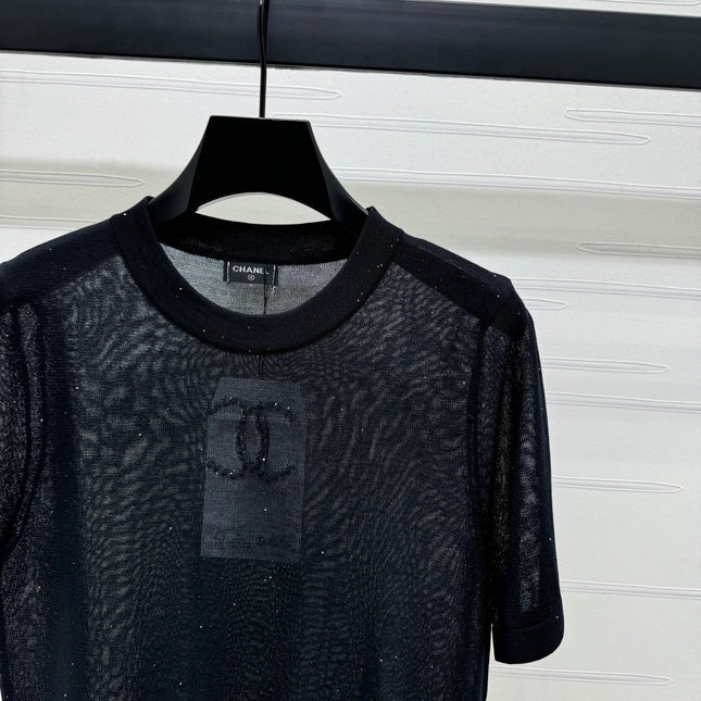 CHANEL CREW NECK SHORT-SLEEVE KNIT TOP 274965
