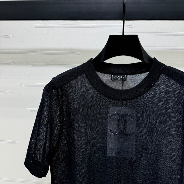 CHANEL CREW NECK SHORT-SLEEVE KNIT TOP 274965