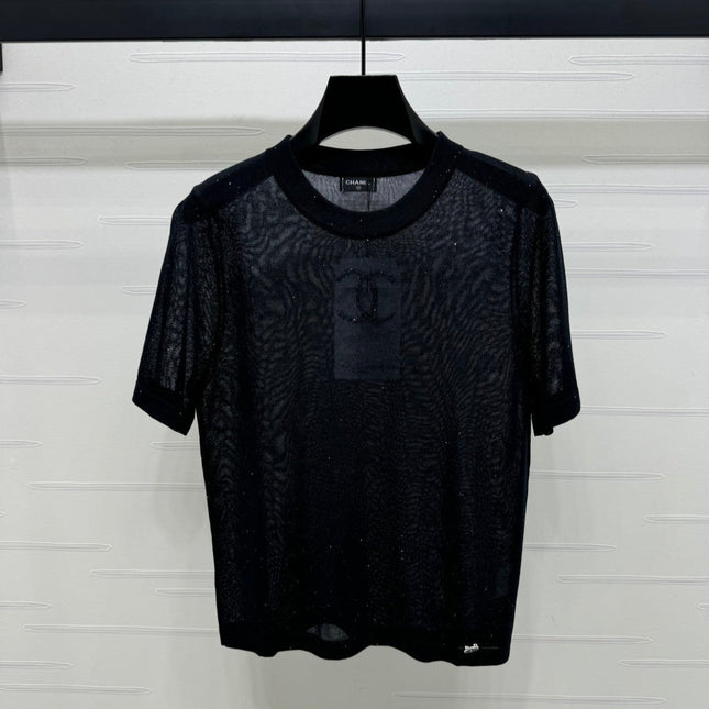 CHANEL CREW NECK SHORT-SLEEVE KNIT TOP 274965