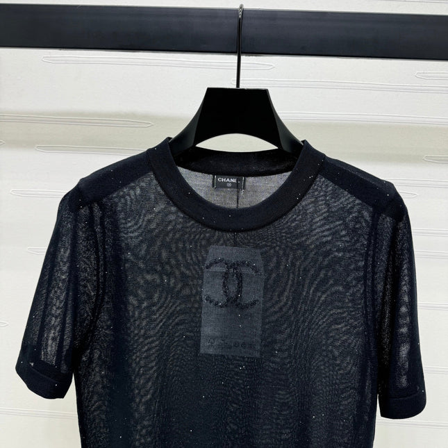 CHANEL CREW NECK SHORT-SLEEVE KNIT TOP 274965