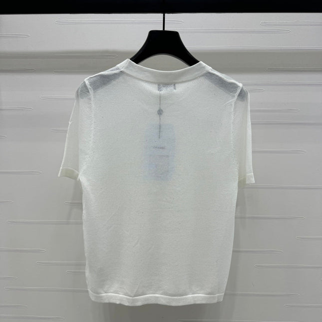 CHANEL CREW NECK SHORT-SLEEVE KNIT TOP 274964