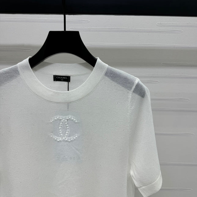 CHANEL CREW NECK SHORT-SLEEVE KNIT TOP 274964