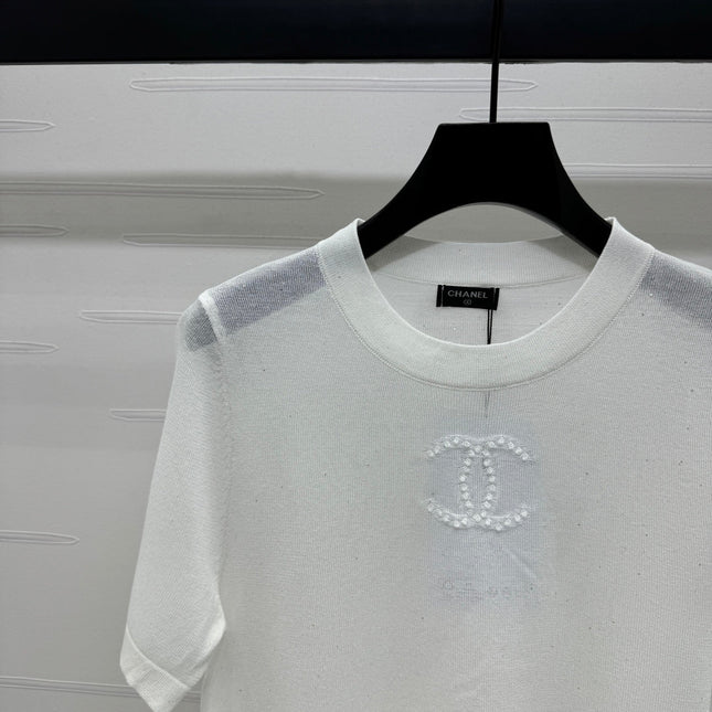 CHANEL CREW NECK SHORT-SLEEVE KNIT TOP 274964