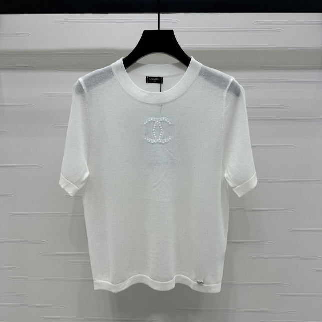CHANEL CREW NECK SHORT-SLEEVE KNIT TOP 274964