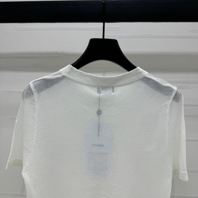 CHANEL CREW NECK SHORT-SLEEVE KNIT TOP 274964