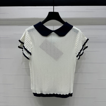 MIUMIU SHORT-SLEEVE PETER PAN COLLAR TOP 274825