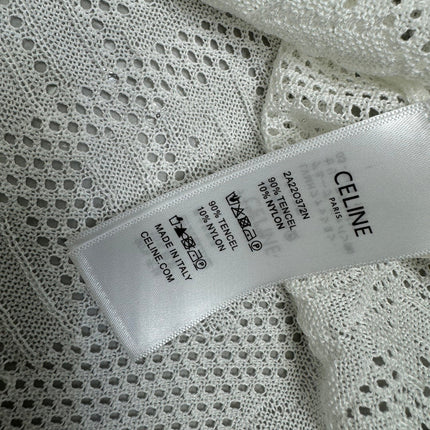 CELINE SHORT-SLEEVE CROCHET TOP WHITE 274807