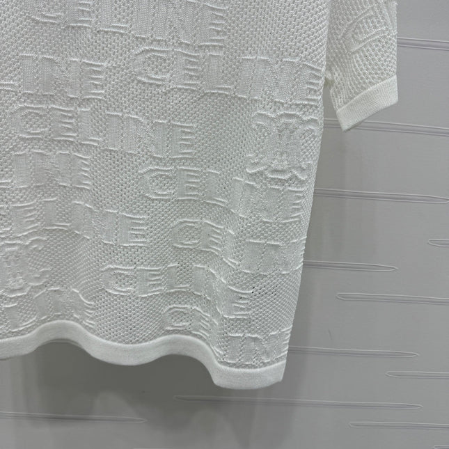 CELINE SHORT-SLEEVE CROCHET TOP WHITE 274807