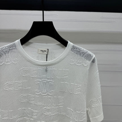 CELINE SHORT-SLEEVE CROCHET TOP WHITE 274807