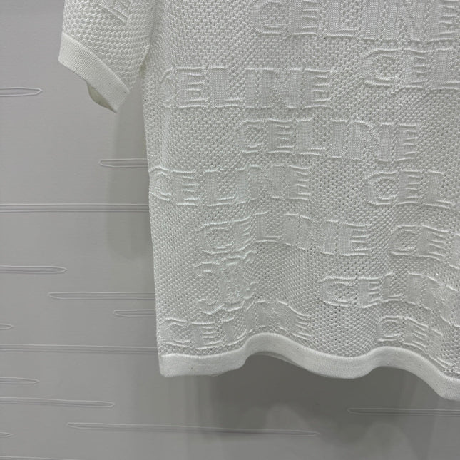 CELINE SHORT-SLEEVE CROCHET TOP WHITE 274807