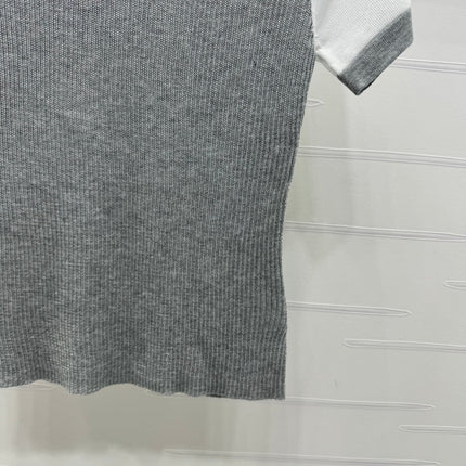 MIUMIU CREW NECK SHORT-SLEEVE SHEER KNIT TOP 274812