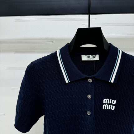 MIUMIU KNITTED POLO SHIRT WHITE 274841