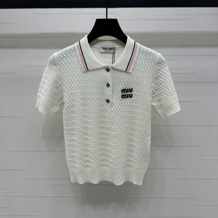 MIUMIU KNITTED POLO SHIRT WHITE 274837