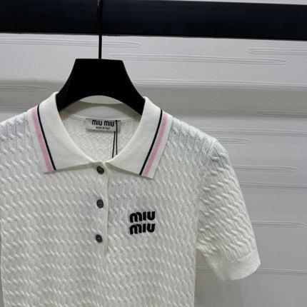 MIUMIU KNITTED POLO SHIRT WHITE 274837