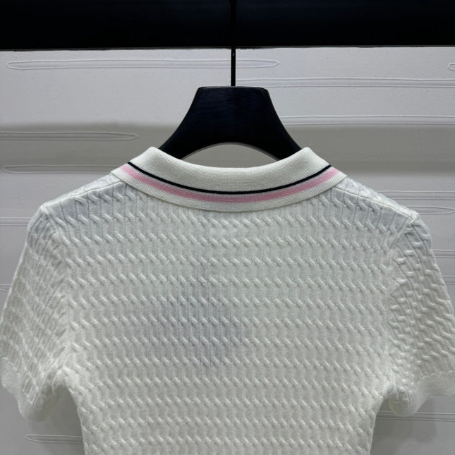 MIUMIU KNITTED POLO SHIRT WHITE 274837