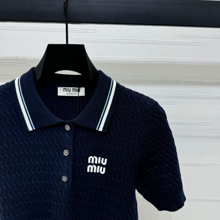 MIUMIU KNITTED POLO SHIRT WHITE 274841