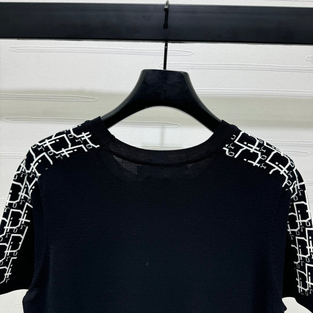 DIOR SHORT-SLEEVE JACQUARD KNIT TOP 274855