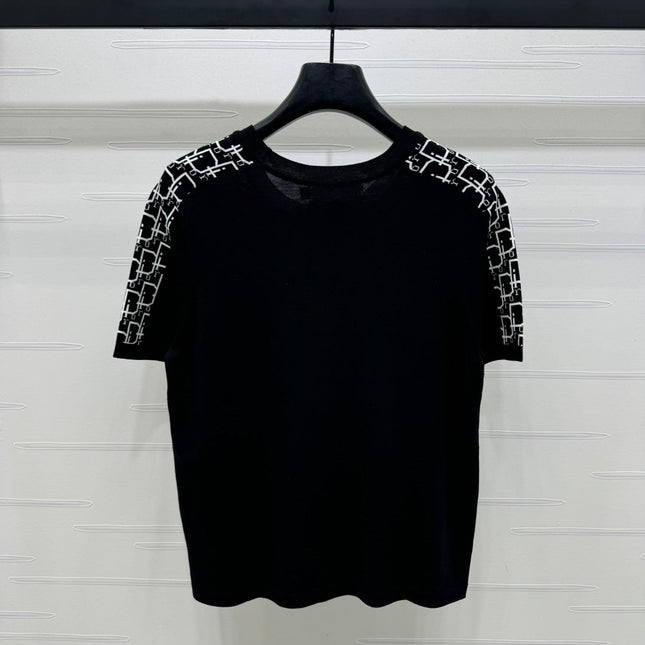DIOR SHORT-SLEEVE JACQUARD KNIT TOP 274855