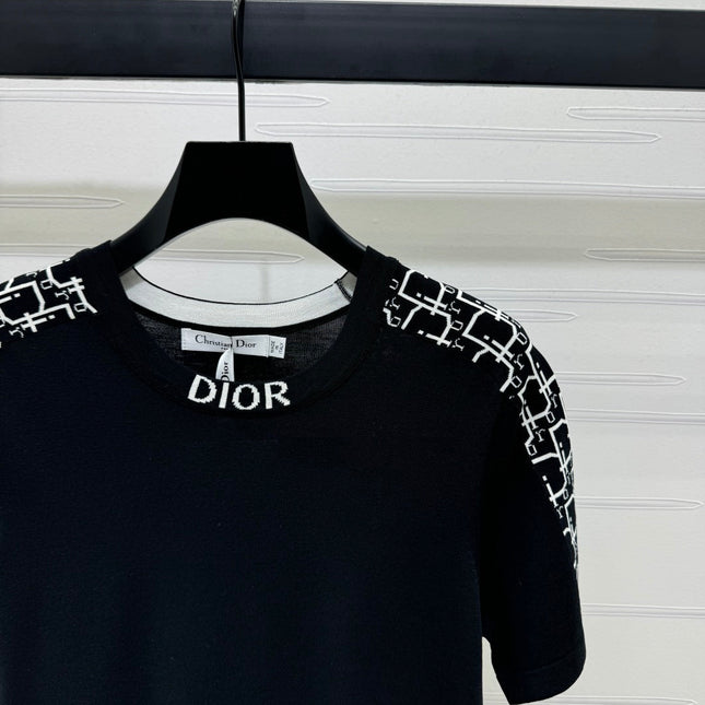 DIOR SHORT-SLEEVE JACQUARD KNIT TOP 274855