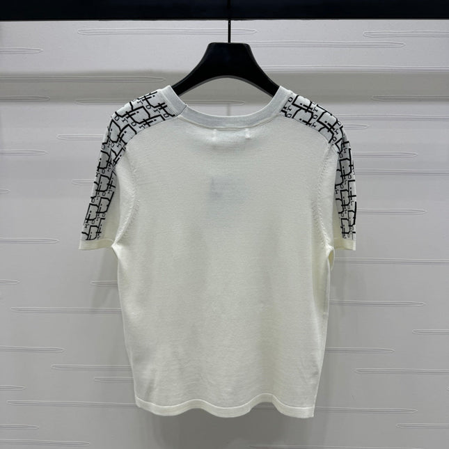 DIOR SHORT-SLEEVE JACQUARD KNIT TOP 274853
