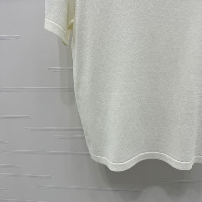 DIOR SHORT-SLEEVE JACQUARD KNIT TOP 274853