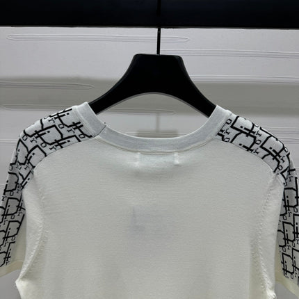 DIOR SHORT-SLEEVE JACQUARD KNIT TOP 274853
