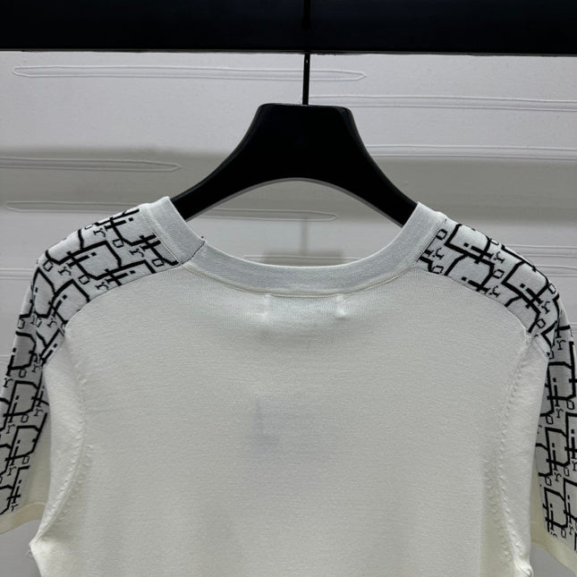 DIOR SHORT-SLEEVE JACQUARD KNIT TOP 274853