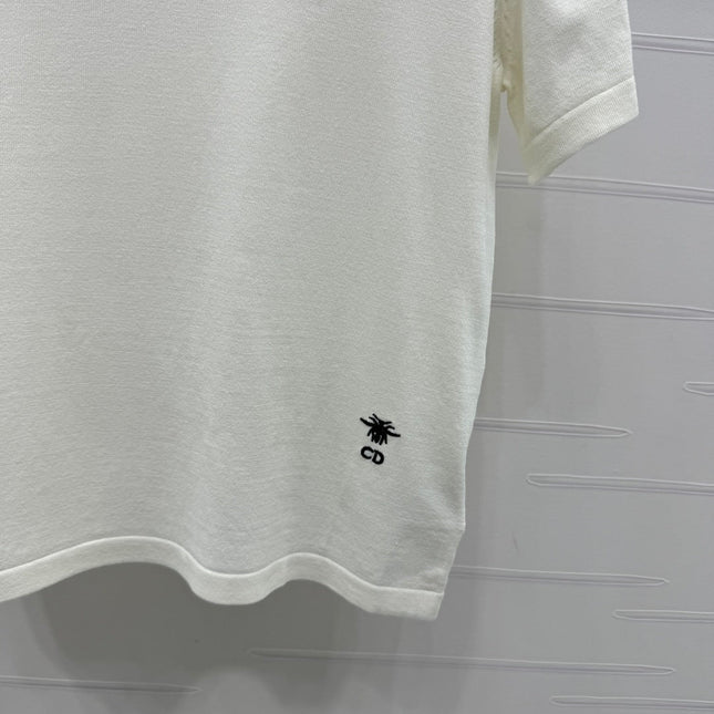 DIOR SHORT-SLEEVE JACQUARD KNIT TOP 274853
