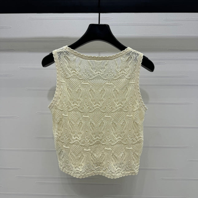 DIOR 25S HAND CROCHET VEST IN COTTON 264185
