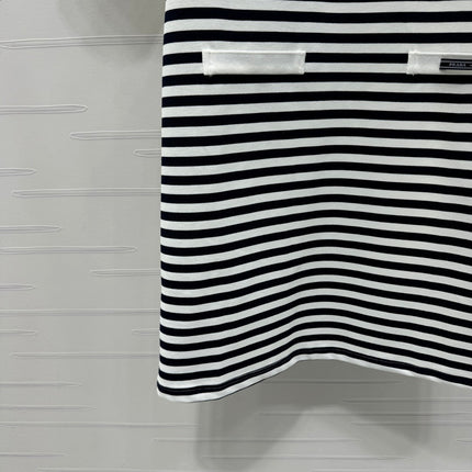 PRAD 25S STRIPED SHORT SLEEVE KNIT DRESS 264218