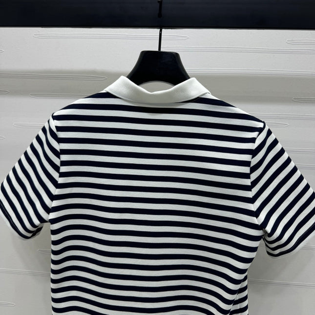 PRAD 25S STRIPED SHORT SLEEVE KNIT DRESS 264218