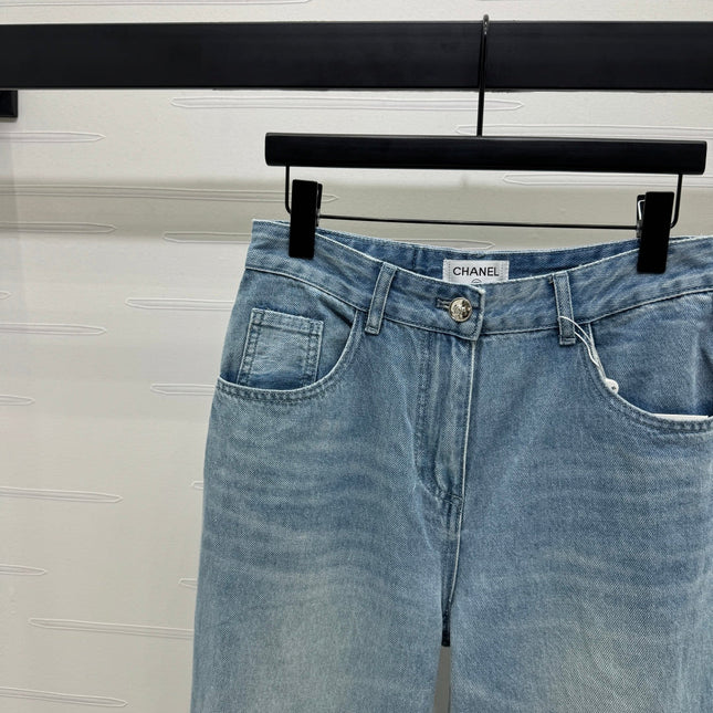 CHANEL 25S HIGH WAISTED DENIM PANTS 264194