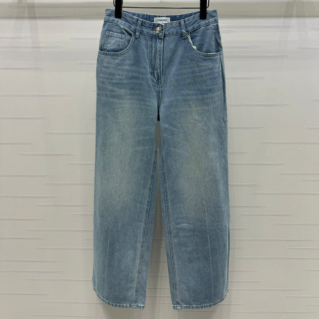 CHANEL 25S HIGH WAISTED DENIM PANTS 264194