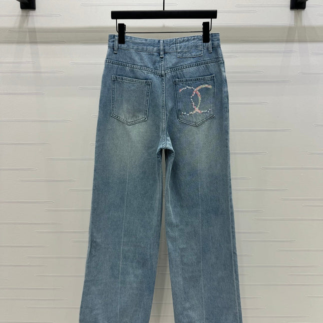 CHANEL 25S HIGH WAISTED DENIM PANTS 264194
