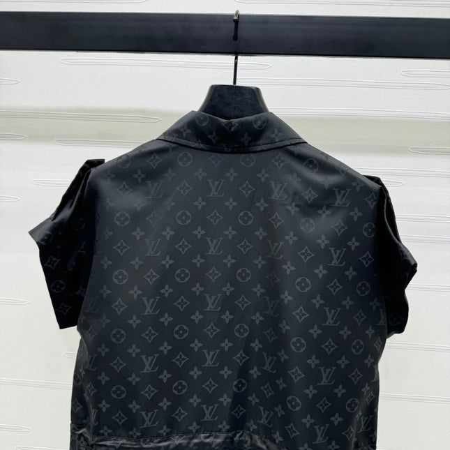 LV 25S SHORT SLEEVE JACQUARD DRAWSTRING DRESS 264215