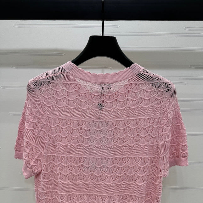 CHANEL 25S HOLLOW KNIT SHORT SLEEVE TOP 264152