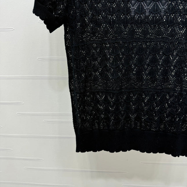 CHANEL 25S HOLLOW KNIT SHORT SLEEVE TOP 264151