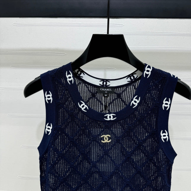 CHANEL 25S DIAMOND HOLLOW KNIT VEST 264031