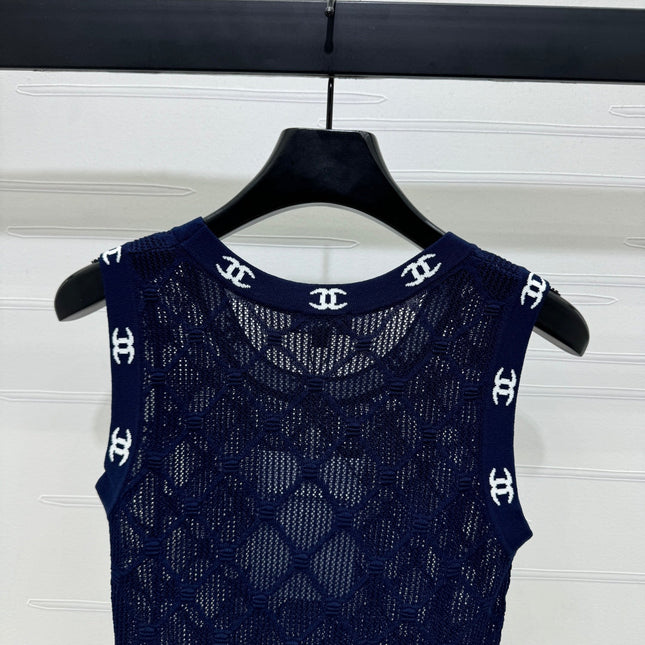 CHANEL 25S DIAMOND HOLLOW KNIT VEST 264031