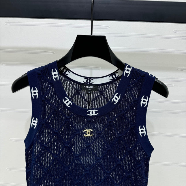 CHANEL 25S DIAMOND HOLLOW KNIT VEST 264031
